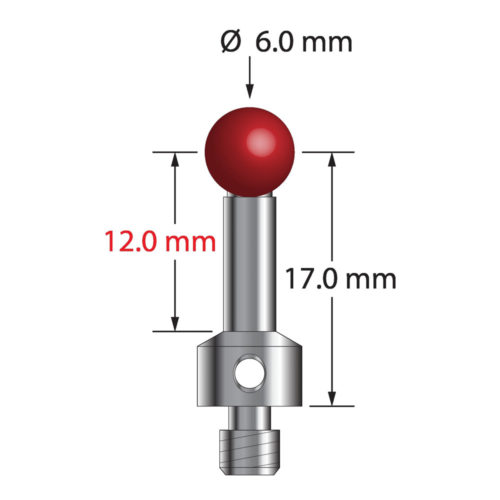 Q-Mark TM4-6020-S M4 6 мм, рубиновый наконечник, прямой стилус, L 20,0 мм, EWL 15 мм