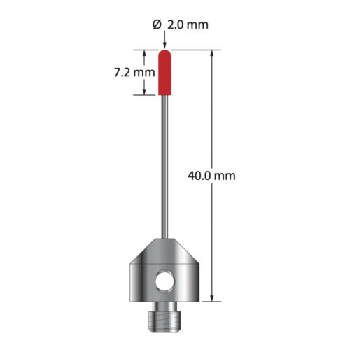 Q-Mark TM5-2040-B M5 2 мм, рубиновый наконечник, стилус со сферическим концом, L 40,0 мм, EWL 30 мм