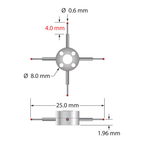 Q-Mark XXT-STR-0625 M3 XXT 0,6 мм Рубиновый наконечник, Star Stylus, L 8,5 мм, EWL 4 мм