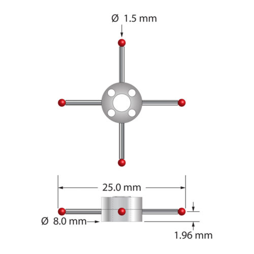 Q-Mark XXT-STR-1525 M3 XXT 1,5 мм Рубиновый наконечник, Star Stylus, L 8,5 мм, EWL 1 мм