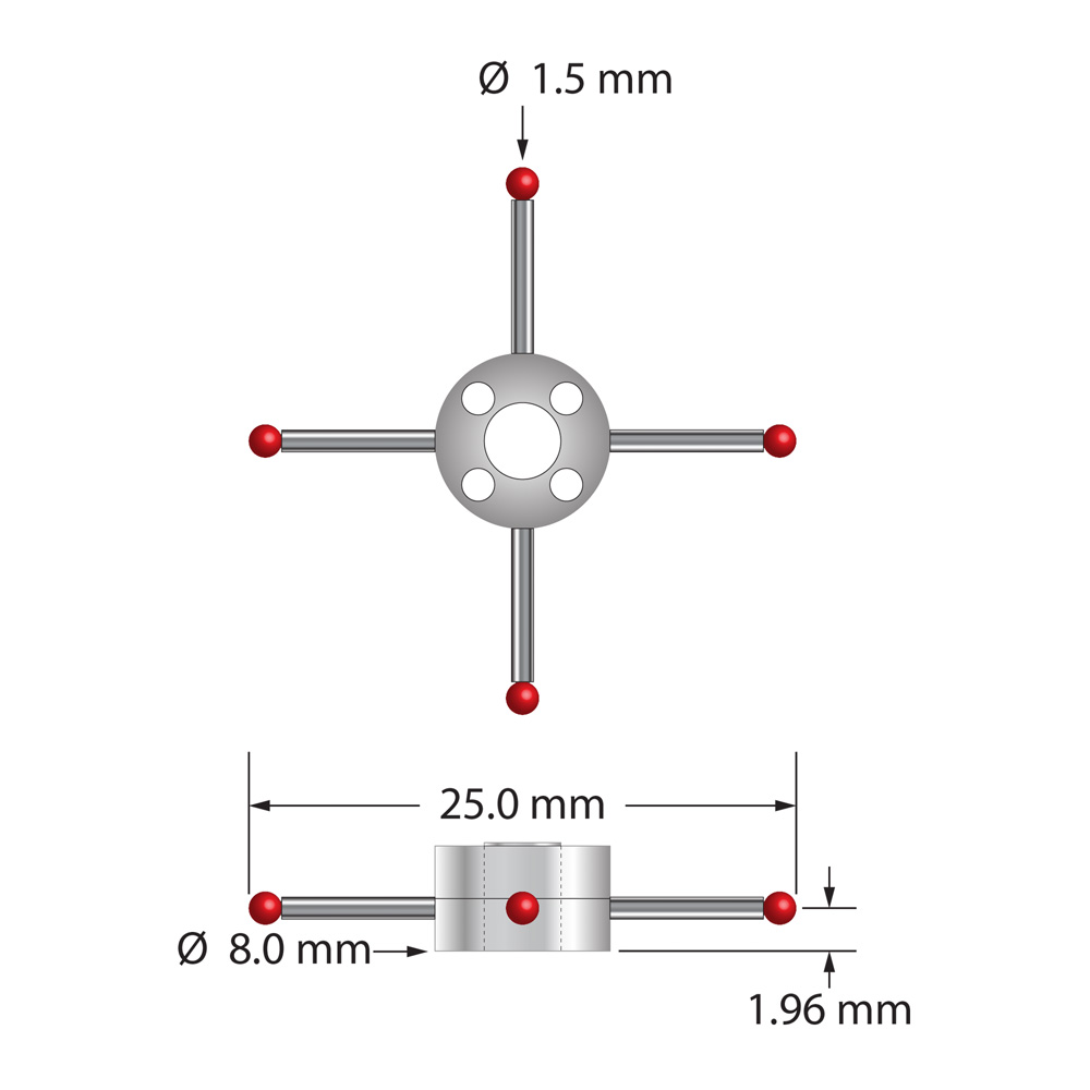 Q-Mark XXT-STR-1525 M3 XXT 1,5 мм Рубиновый наконечник, Star Stylus, L 8,5 мм, EWL 1 мм