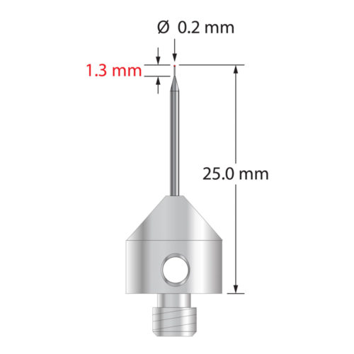 Q-Mark AFG-0225-T M5 0,2 мм Рубиновый наконечник, Цилиндрический стилус, L 25,0 мм, EWL 14 мм