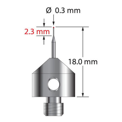 Q-Mark AFG-0318-R M5 0,3 мм Рубиновый наконечник, Цилиндрический стилус, L 18,0 мм, EWL 8 мм
