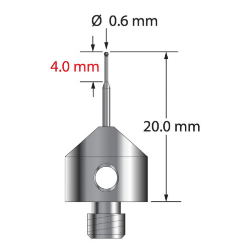 Q-Mark AFG-0620-C M5 0,6 мм с наконечником из карбида вольфрама, цилиндрический стилус, L 20,0 мм, EWL 10 мм