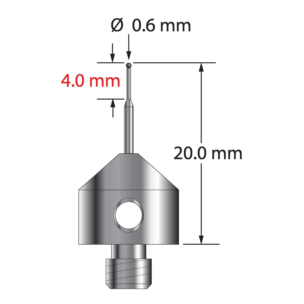 Q-Mark AFG-0620-C M5 0,6 мм с наконечником из карбида вольфрама, цилиндрический стилус, L 20,0 мм, EWL 10 мм
