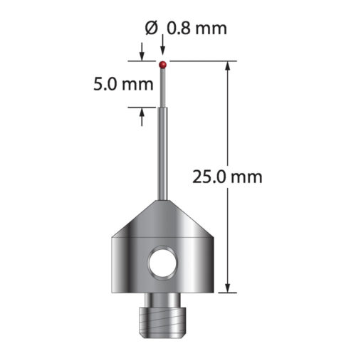 Q-Mark AFG-0825-L5 M5 0,8 мм Рубиновый наконечник, ступенчатый стилус, L 25,0 мм, EWL 15 мм