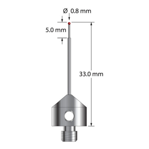 Q-Mark AFG-0833-L5 M5 0,8 мм Рубиновый наконечник, ступенчатый стилус, L 33,0 мм, EWL 23 мм