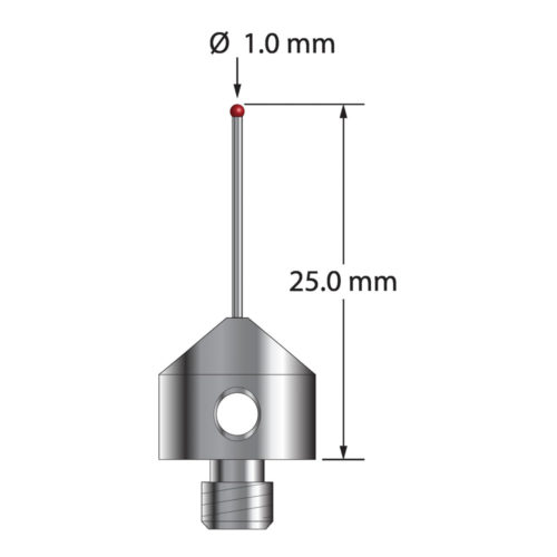 Q-Mark AFG-1025-DS-7 M5 1 мм Рубиновый наконечник, цилиндрический стилус, L 25,0 мм, EWL 15 мм