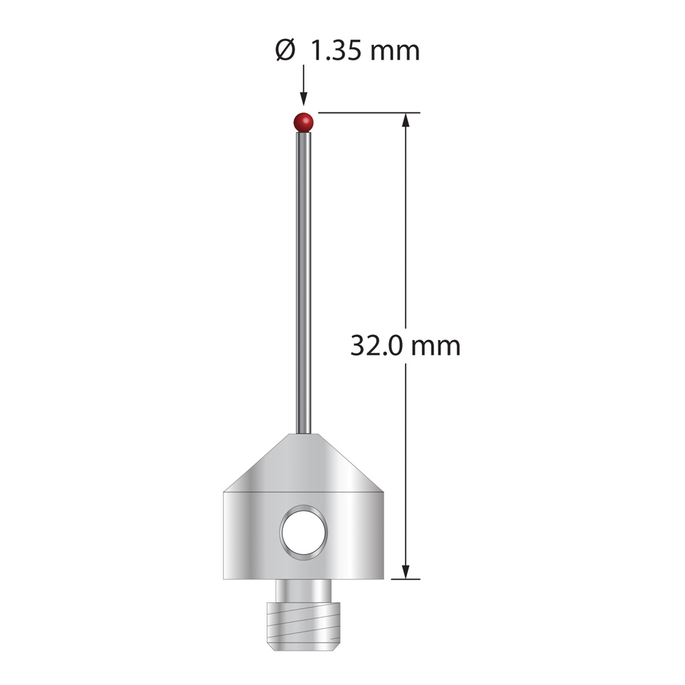 Q-Mark AFG-1332 M5 1,35 мм Рубиновый наконечник, Цилиндрический стилус, L 32,0 мм, EWL 22 мм