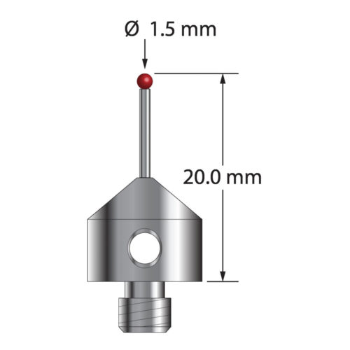 Q-Mark AFG-1520-L M5 1,5 мм Рубиновый наконечник, Цилиндрический стилус, L 20,0 мм, EWL 10 мм
