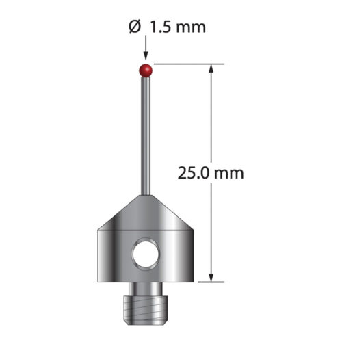 Q-Mark AFG-1525 M5 1,5 мм Рубиновый наконечник, Цилиндрический стилус, L 25,0 мм, EWL 15 мм