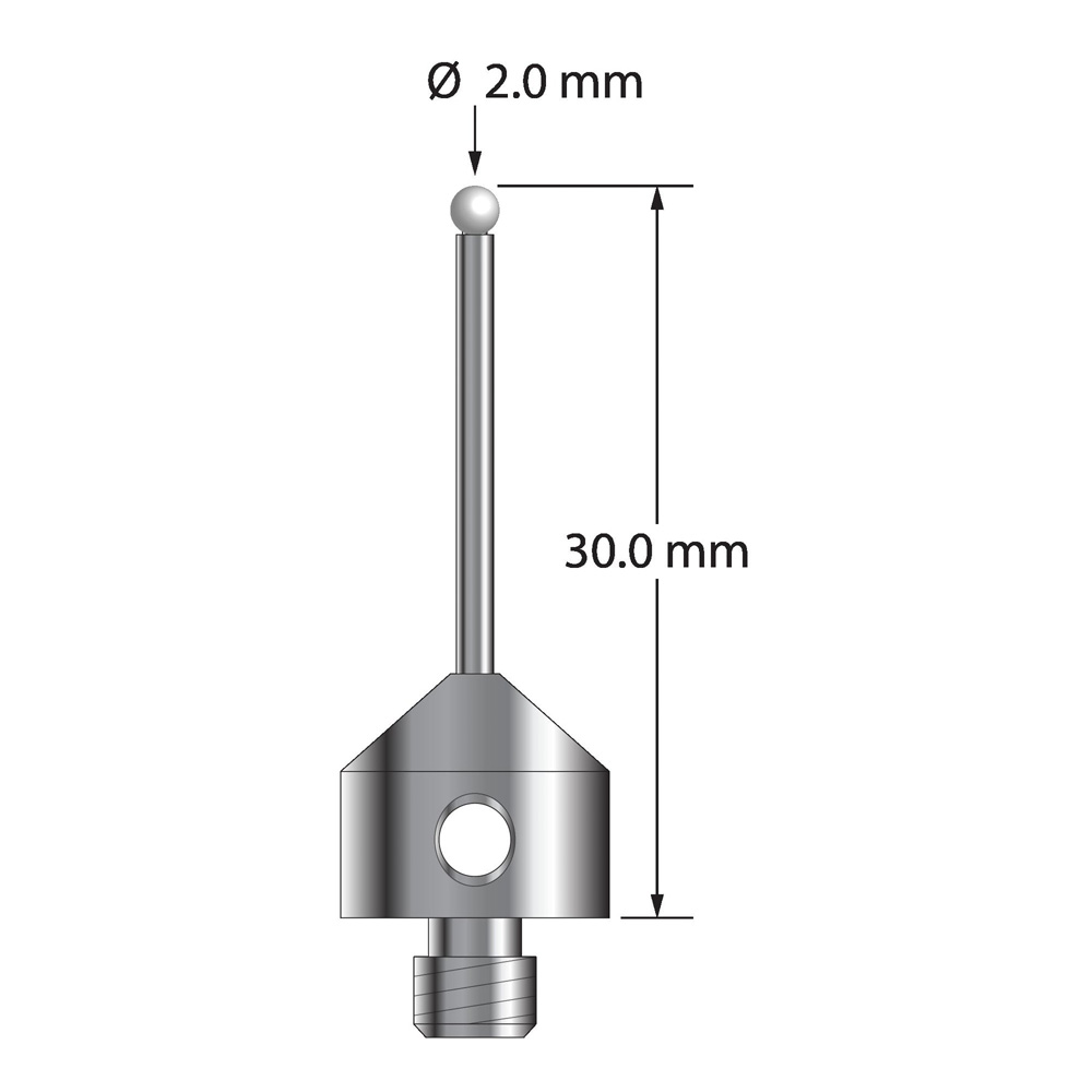 Q-Mark AFG-2030-Z M5 2 мм, наконечник из диоксида циркония, цилиндрический стилус, L 30,0 мм, EWL 20 мм