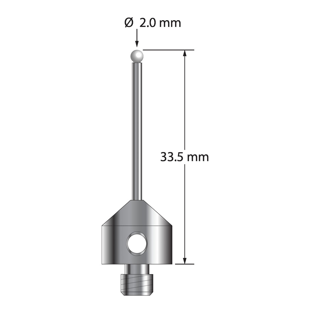 Q-Mark AFG-2033-5-Z M5 2 мм, наконечник из диоксида циркония, цилиндрический стилус, L 33,5 мм, EWL 23,5 мм