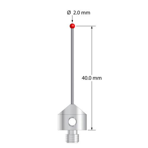 Q-Mark AFG-2041 M5 2 мм Рубиновый наконечник, прямой стилус, L 41,0 мм, EWL 31 мм