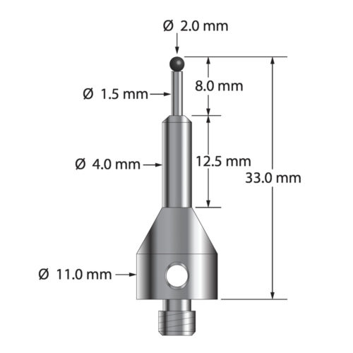 Q-Mark ARG-2033-SN M5 2 мм, наконечник из нитрида кремния, цилиндрический стилус, L 33,0 мм, EWL 8 мм