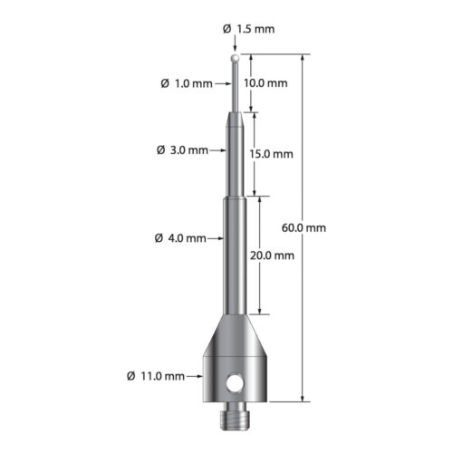 Q-Mark ASG-1560-Z M5 1,5 мм с наконечником из циркония, цилиндрический стилус, L 60,0 мм, EWL 10 мм