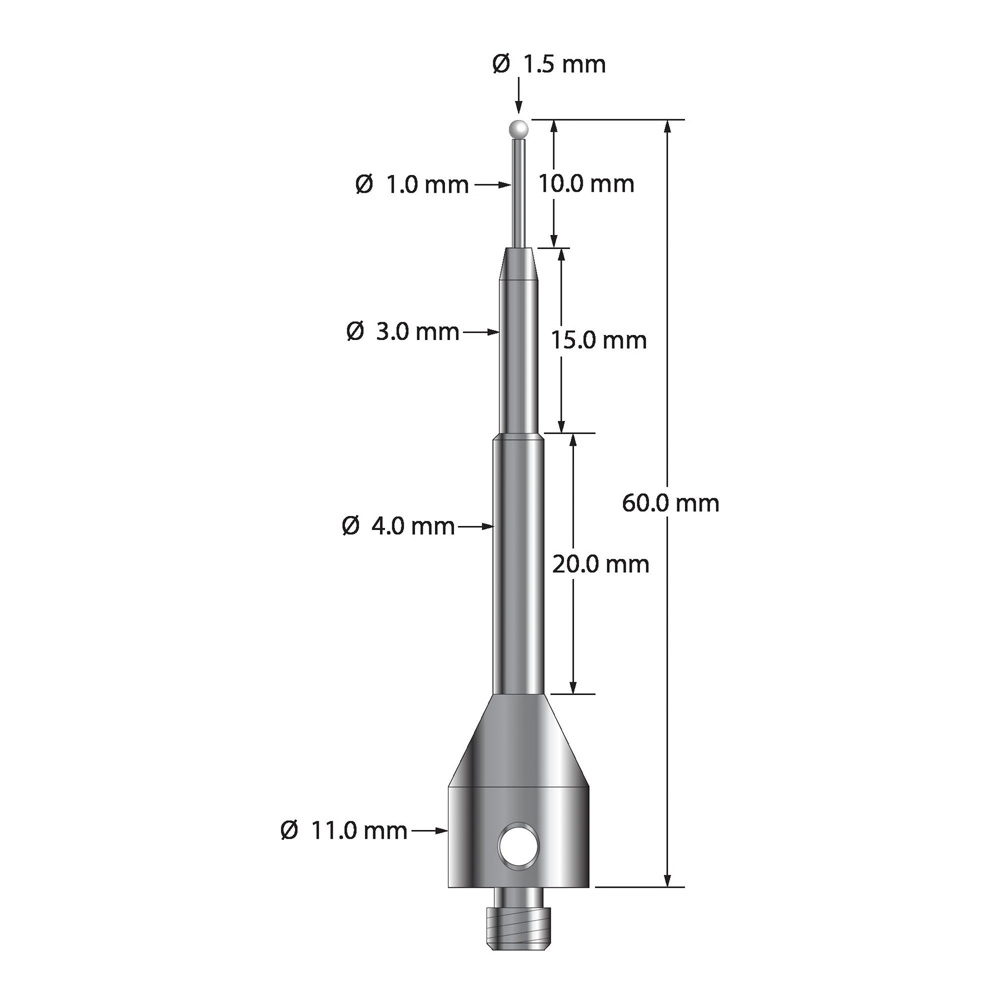 Q-Mark ASG-1560-Z M5 1,5 мм с наконечником из циркония, цилиндрический стилус, L 60,0 мм, EWL 10 мм