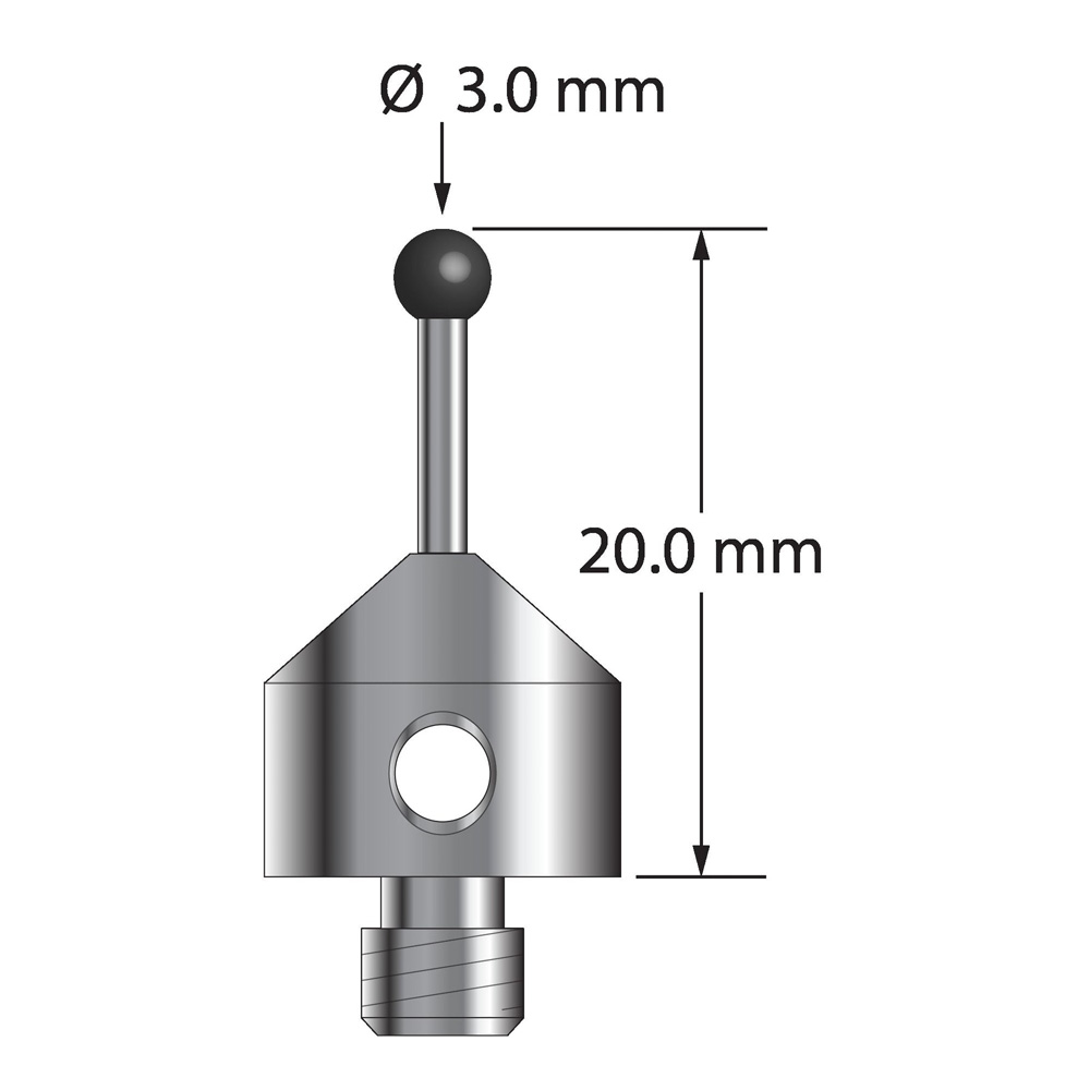 Q-Mark ATG-3020-L-SN M5 3 мм, наконечник из нитрида кремния, цилиндрический стилус, L 20,0 мм, EWL 10 мм