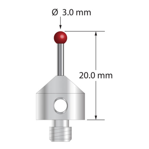 Q-Mark ATG-3020 M5 3 мм, рубиновый наконечник, цилиндрический стилус, L 20,0 мм, EWL 10 мм