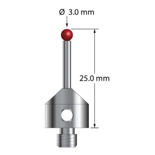 Q-Mark ATG-3025-DS2 M5 3 мм, рубиновый наконечник, прямой стилус, L 25,0 мм, EWL 15 мм