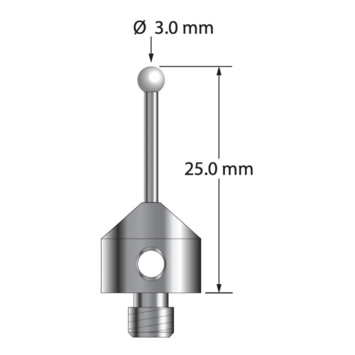 Q-Mark ATG-3025-Z M5 3 мм с наконечником из циркония, цилиндрический стилус, L 25,0 мм, EWL 15 мм