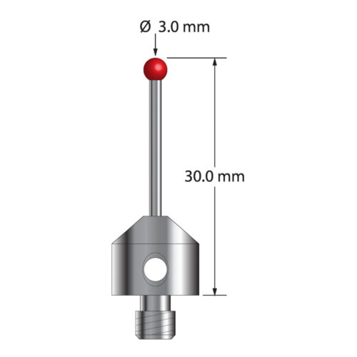 Q-Mark ATG-3030-DS1-5 M5 3 мм, рубиновый наконечник, цилиндрический стилус, L 30,0 мм, EWL 20 мм