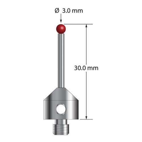 Q-Mark ATG-3030-L M5 3 мм, рубиновый наконечник, цилиндрический стилус, L 30,0 мм, EWL 20 мм