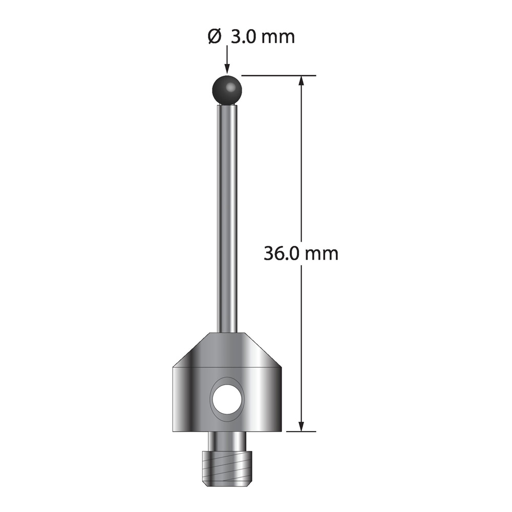 Q-Mark ATG-3036-SN M5 3 мм со стальным наконечником, цилиндрический стилус, L 36,0 мм, EWL 26 мм