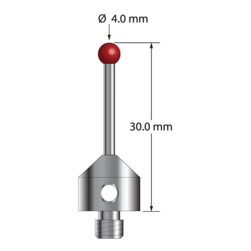 Q-Mark ATG-4030 M5 4 мм Рубиновый наконечник, Цилиндрический стилус, L 30,0 мм, EWL 20 мм