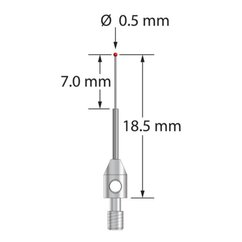Q-Mark STR2C-0519 M2 0,5 мм с рубиновым наконечником, прямой стилус, L 18,75 мм, EWL 7,75 мм