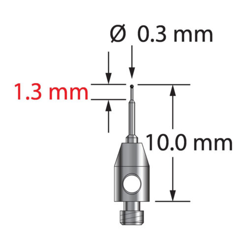 Q-Mark TM2-0310-C M2 0,3 мм с наконечником из карбида вольфрама, ступенчатый стилус, L 10,0 мм, EWL 5 мм