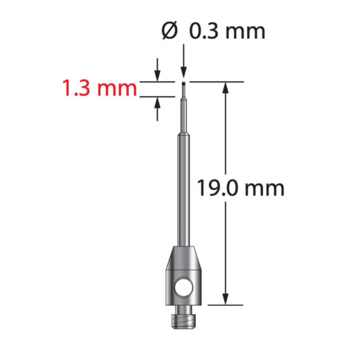 Q-Mark TM2-0319-C M2 0,3 мм с наконечником из карбида вольфрама, ступенчатая игла, L 19,0 мм, EWL 14 мм
