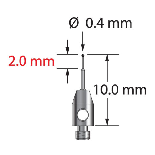 Q-Mark TM2-0410-C M2 0,4 мм, наконечник из карбида вольфрама, ступенчатый стилус, L 10,0 мм, EWL 5 мм
