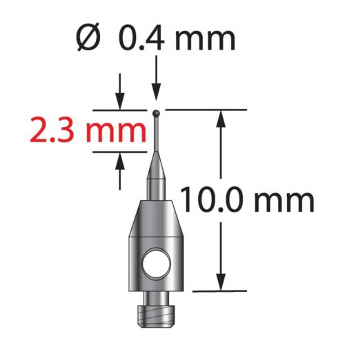 Q-Mark TM2-0410-SN M2 0,4 мм, наконечник из нитрида кремния, цилиндрический стилус, L 10,0 мм, EWL 5 мм