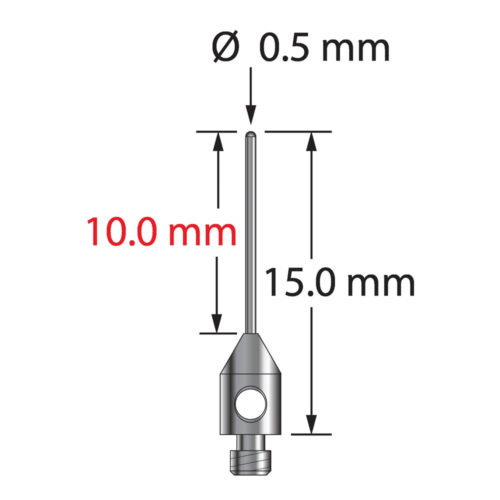 Q-Mark TM2-0515-BC M2 0,5 мм, наконечник из карбида вольфрама, щуп со сферическим концом, L 15,0 мм, EWL 10 мм