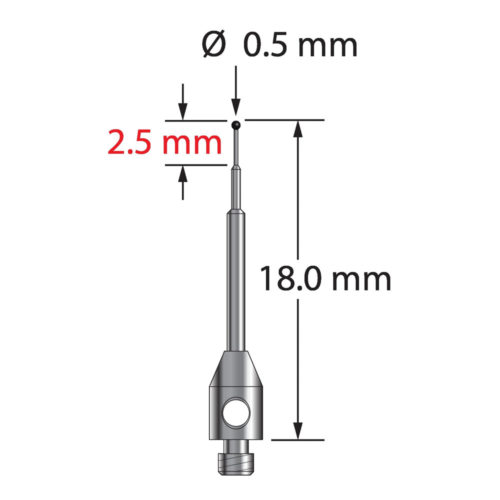Q-Mark TM2-0518-C M2 0,5 мм с наконечником из карбида вольфрама, ступенчатая игла, L 18,0 мм, EWL 13 мм