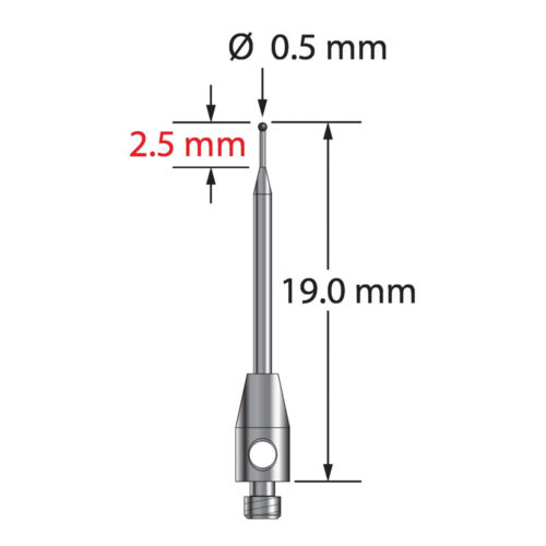 Q-Mark TM2-0519-SN M2 0,5 мм, наконечник из нитрида кремния, цилиндрический стилус, L 19,0 мм, EWL 13 мм
