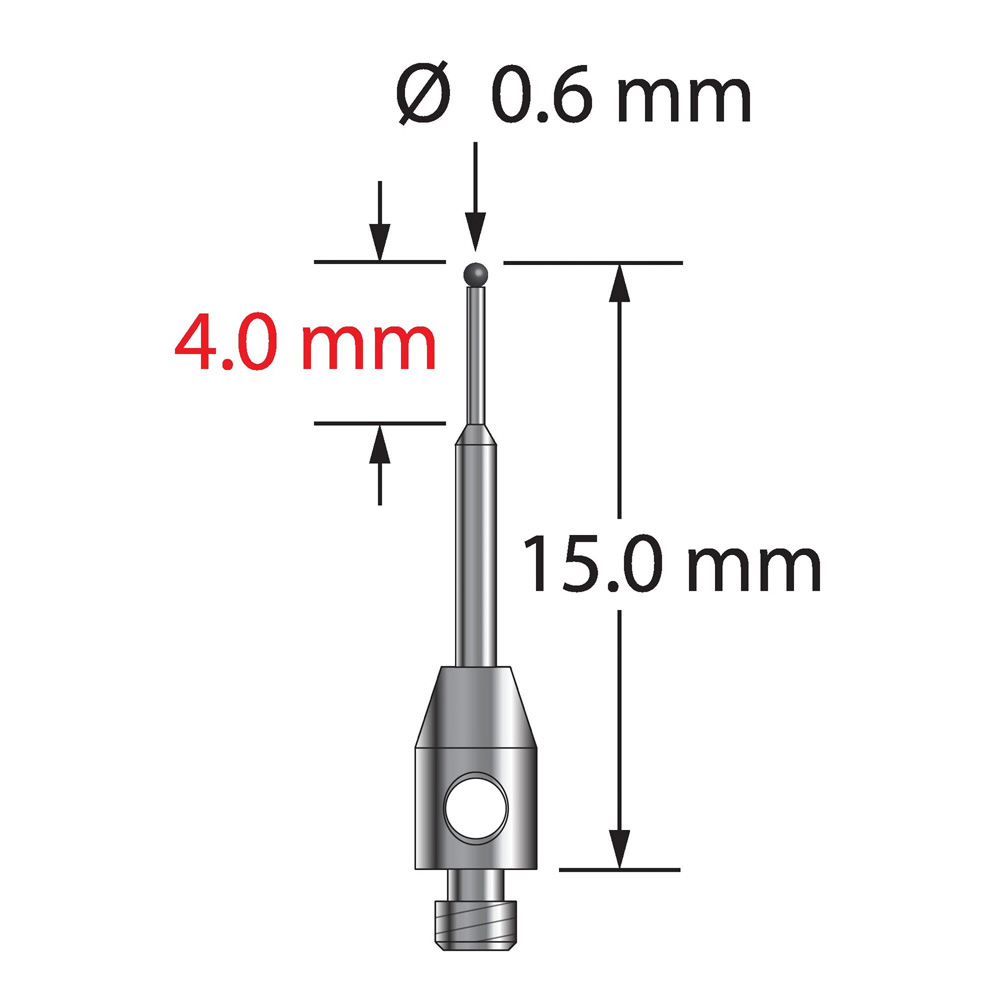 Q-Mark TM2-0615-C M2 0,6 мм, наконечник из карбида вольфрама, ступенчатый стилус, L 15,0 мм, EWL 10 мм