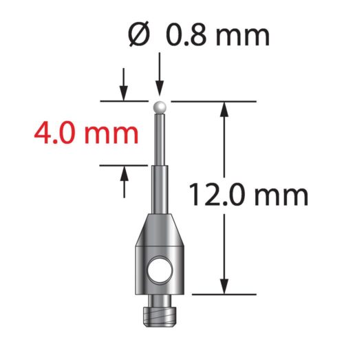 Q-Mark TM2-0812-Z M2 0,8 мм с циркониевым наконечником, ступенчатый стилус, L 12,0 мм, EWL 7 мм