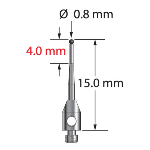 Q-Mark TM2-0815-T-SN M2 0,8 мм, наконечник из нитрида кремния, цилиндрический стилус, L 15,0 мм, EWL 10 мм