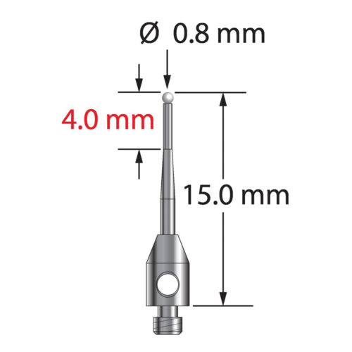 Q-Mark TM2-0815-TZ M2 0,8 мм, наконечник из диоксида циркония, цилиндрический стилус, L 15,0 мм, EWL 10 мм