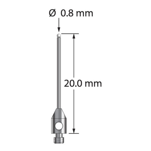 Q-Mark TM2-0820-DS-7-Z M2 0,8 мм с циркониевым наконечником, цилиндрический стилус, L 20,0 мм, EWL 15 мм