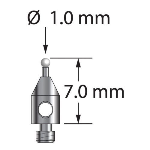 Q-Mark TM2-1007-DS-7-Z M2 1 мм, наконечник из циркония, цилиндрический стилус, L 7,0 мм, EWL 2 мм