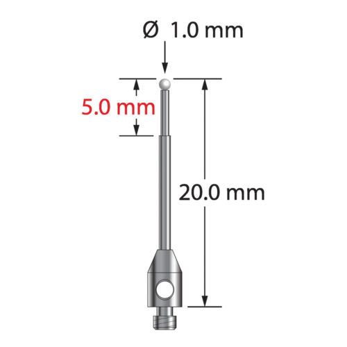 Q-Mark TM2-1020-Z M2 1 мм, наконечник из диоксида циркония, ступенчатый стилус, L 20,0 мм, EWL 15 мм