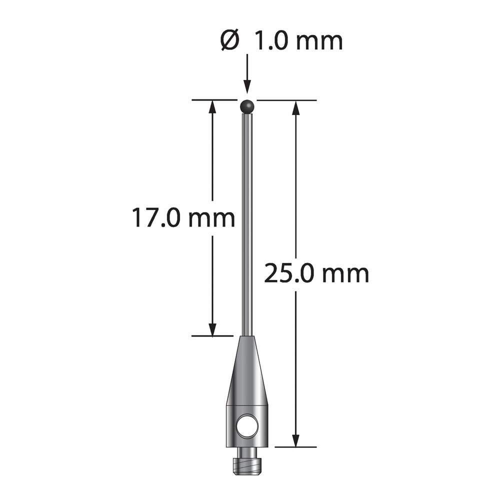 Q-Mark TM2-1025-DS-7-SN M2 1 мм, наконечник из нитрида кремния, цилиндрический стилус, L 25,0 мм, EWL 17 мм
