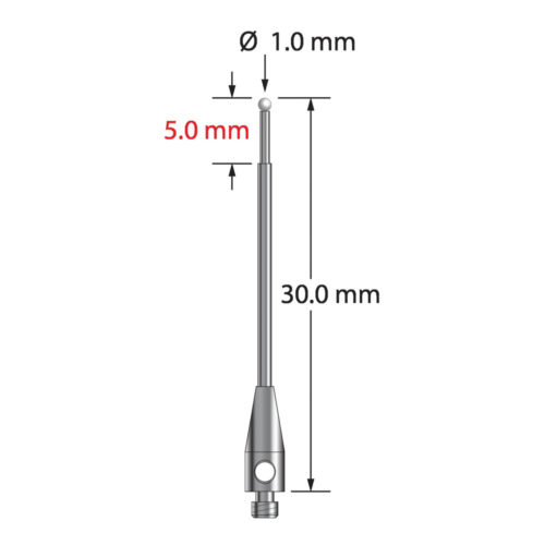 Q-Mark TM2-1030-Z M2 1 мм, наконечник из диоксида циркония, ступенчатый стилус, L 30,0 мм, EWL 22 мм