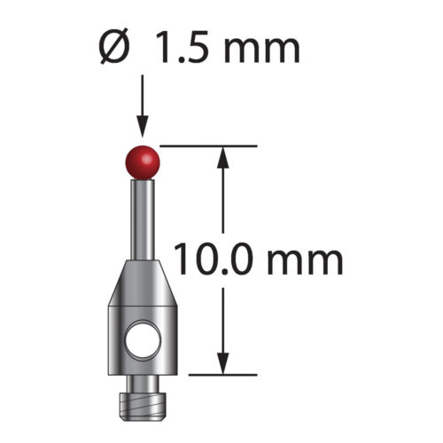 Q-Mark TM2-1510 M2 1,5 мм с рубиновым наконечником, цилиндрический стилус, L 10,0 мм, EWL 5 мм