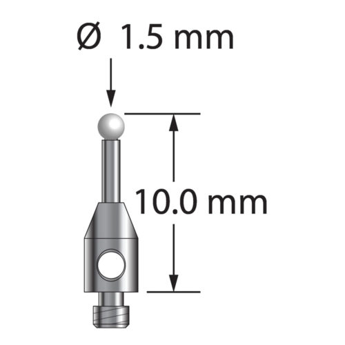 Q-Mark TM2-1510-Z M2 1,5 мм с наконечником из циркония, цилиндрический стилус, L 10,0 мм, EWL 5 мм