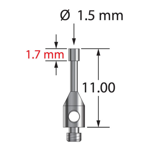 Q-Mark TM2-1511-CYL M2 1,5 мм со стальным наконечником, игла со сферическим концом, L 11,0 мм, EWL 1,7 мм