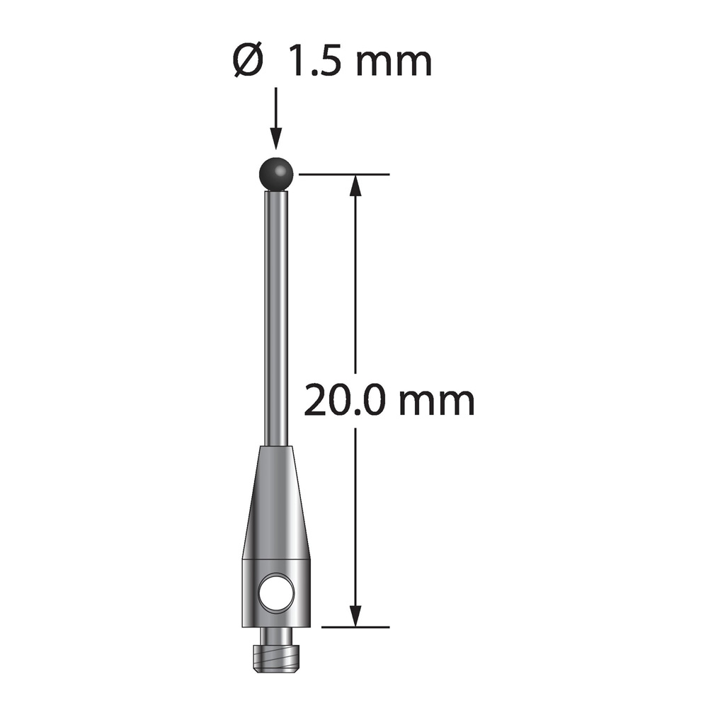 Q-Mark TM2-1520-75-SN M2 1,5 мм с наконечником из нитрида кремния, прямой стилус, L 20,75 мм, EWL 15,75 мм